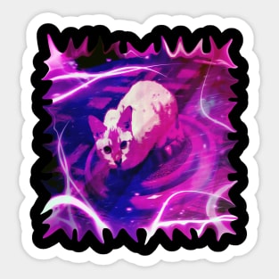 Pink Snow Lynx Cat on the Disco Coaster Sticker